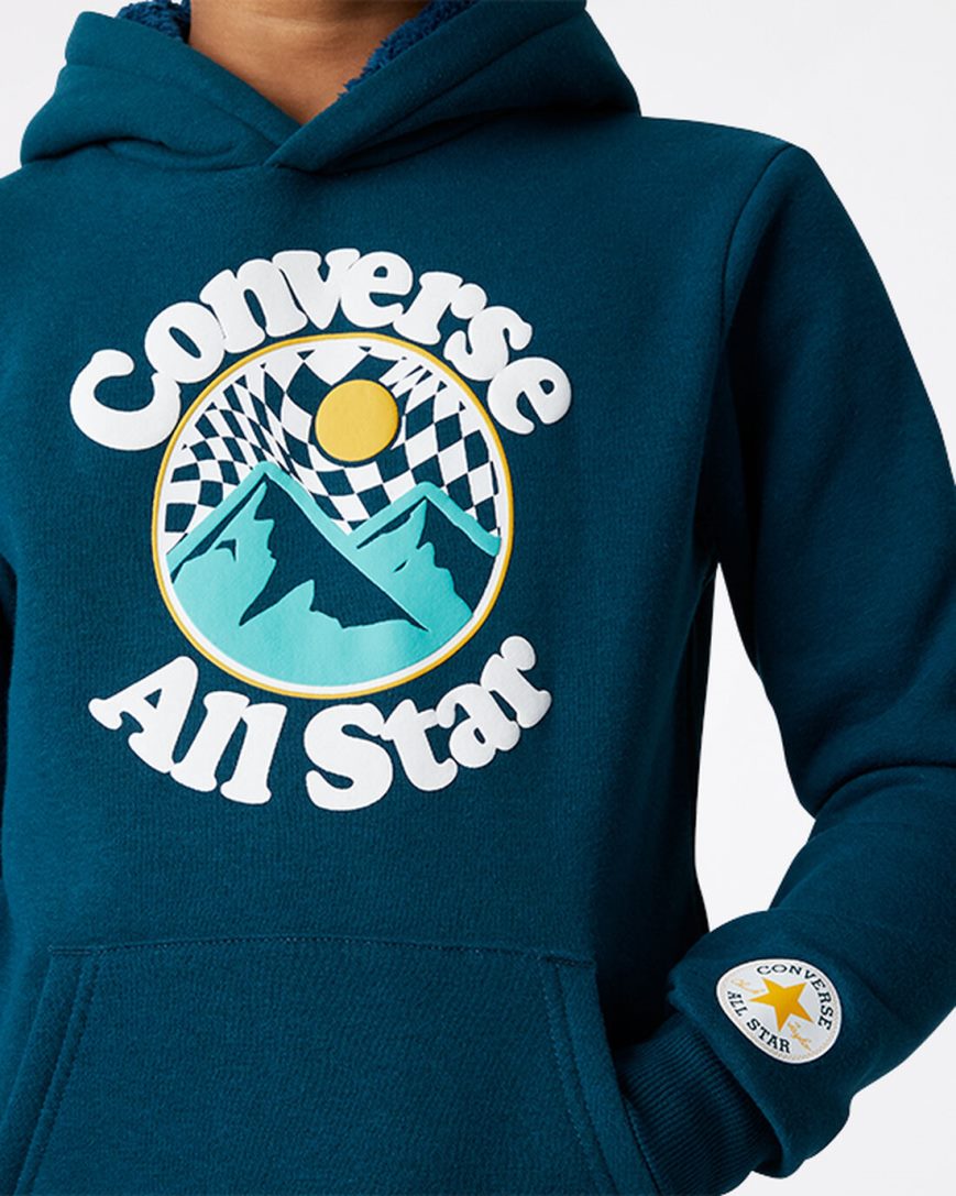 Moletom Com Capuz Converse Into The Wild Fleece Pullover Menino Azuis | PT B034780